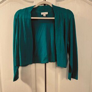 Susan Graver Women's Large Teal Green Cropped Sweater